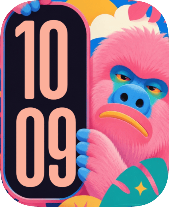 Pink Primate watch face preview image for Apple Watch