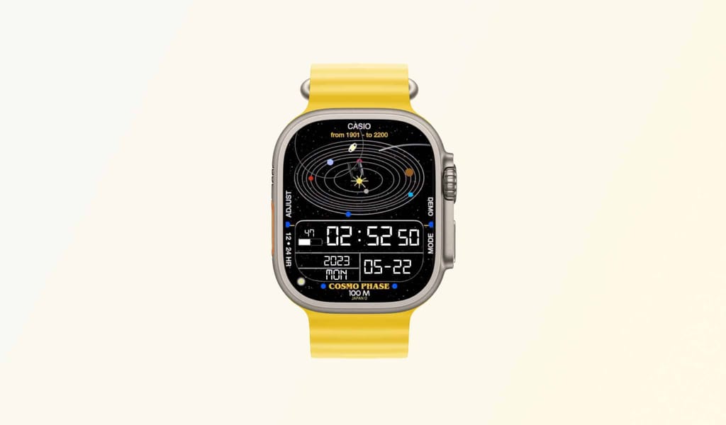 アニメーション付きカシオコスモフェーズAppleウォッチフェイス。