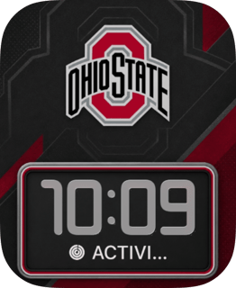 Ohio State college football watch face with a scarlet Block O and broad gray numerals