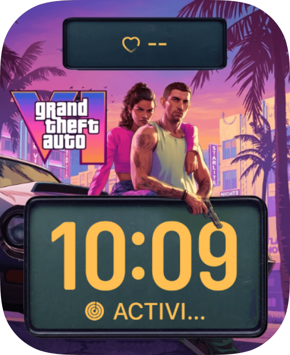Grand Theft Auto Vice Duo watch face preview for Apple Watch