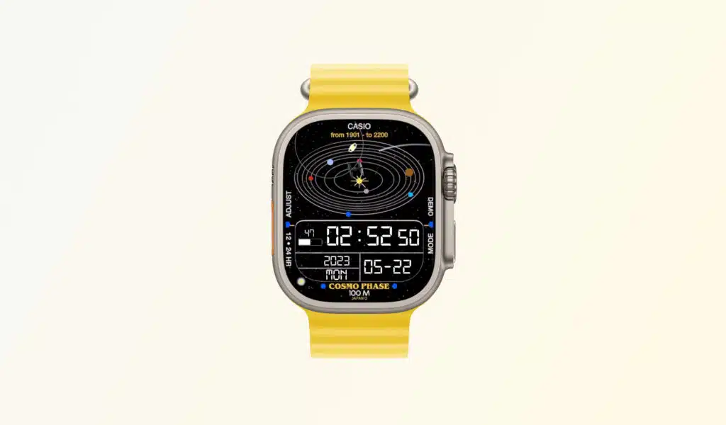 Mostrador animado Casio Cosmo Phase para Apple Watch.