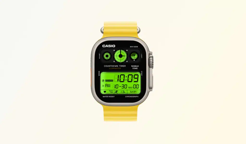 Militärgrünes Casio Digital Zifferblatt für Apple Watch