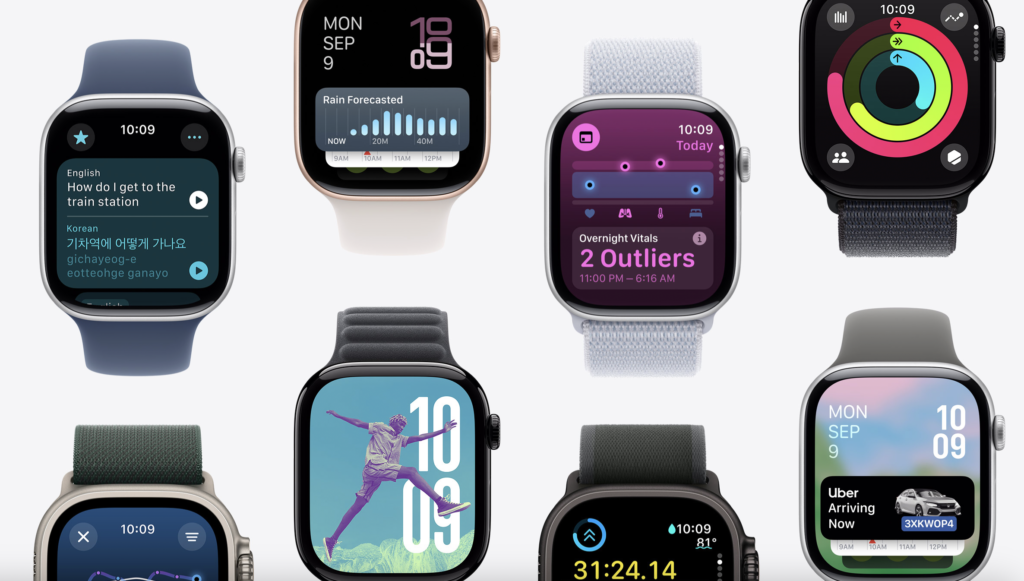 Apple Watch displaying watchOS 11.3 update screen with progress indicator